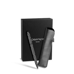 Set ECRIDOR™ Black lines Penna a sfera e Astuccio in cuoio