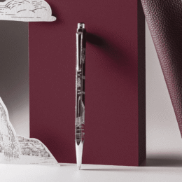 Set Penna a Sfera Ecridor™ Toile de Jouy & Custodia in Pelle Bordeaux